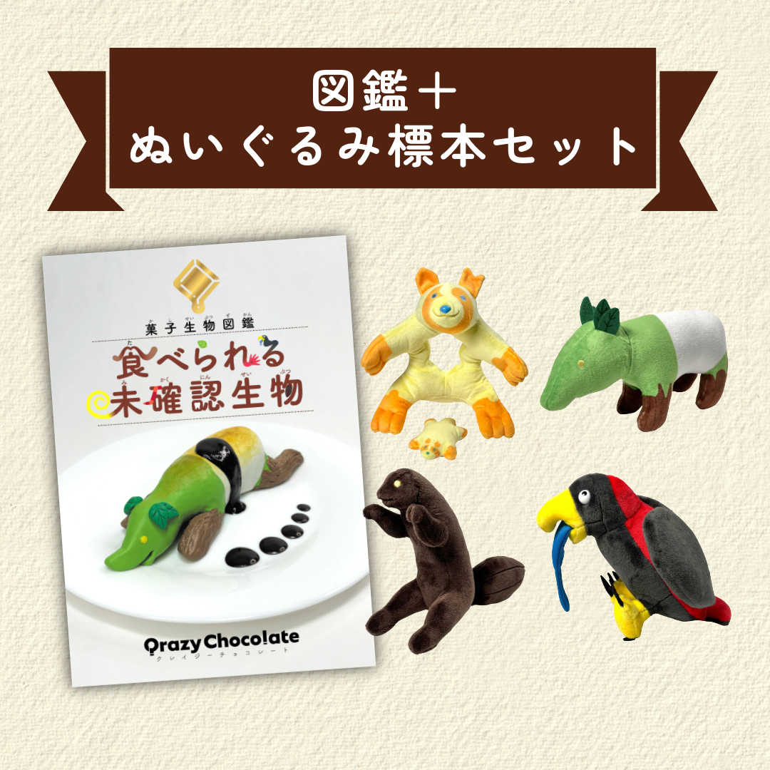 菓子生物研究セット[図鑑+ぬいぐるみ標本]